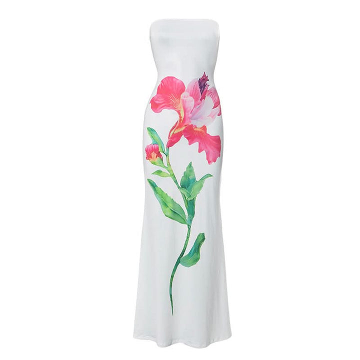 Flower print tube maxi dress  | Festival Outfits Women