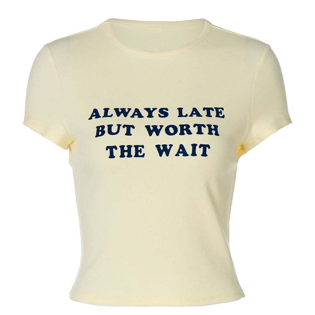 Short sleeve crewneck letter print top  | Festival Outfits Women