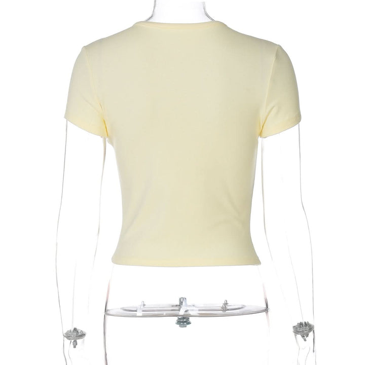 Short sleeve crewneck letter print top  | Festival Outfits Women