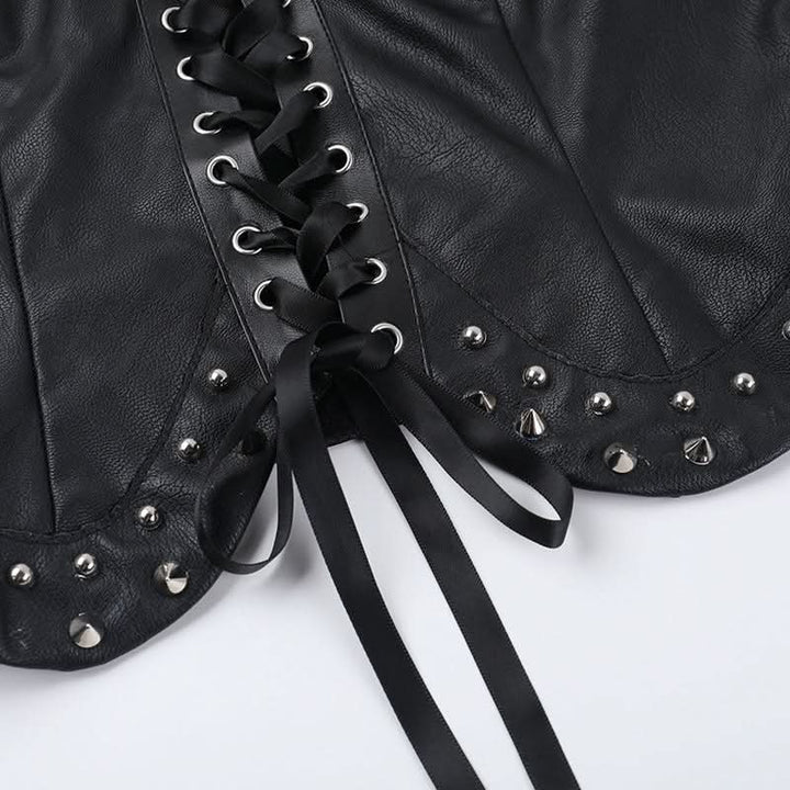 Lace up PU leather metal chain tube top  | Festival Outfits Women
