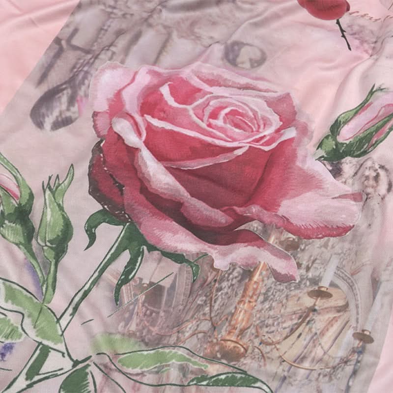 Long sleeve irregular flower print ruched maxi dress  | Festival Outfits Women