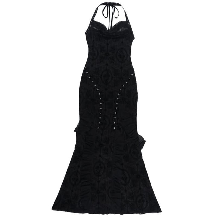 Halter self tie cowl neck print solid maxi dress  | Festival Outfits Women