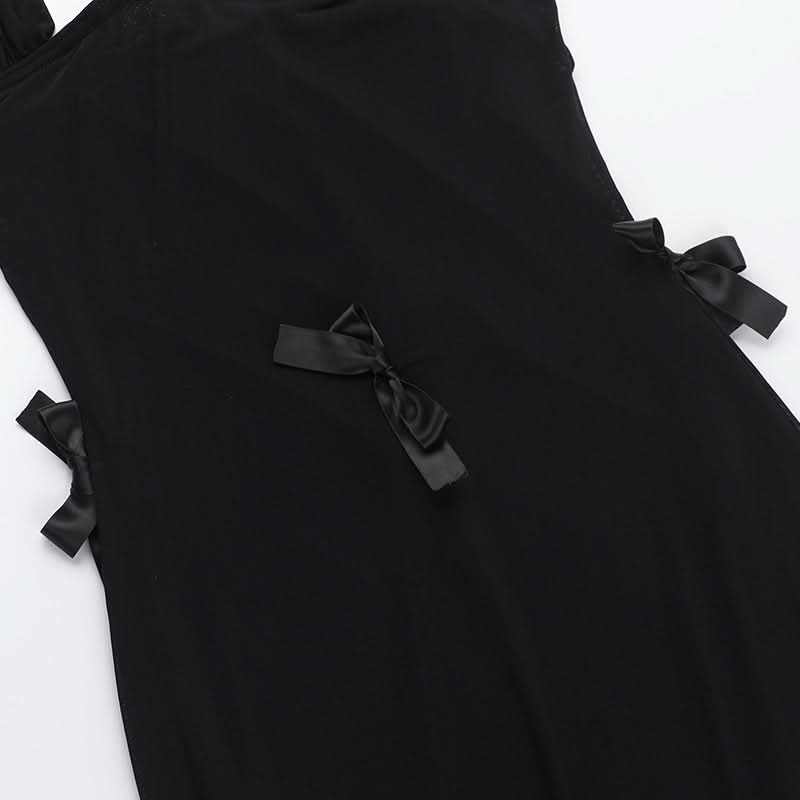 Bowknot hoodie square neck mesh 2-way maxi dress  | Festival Outfits Women