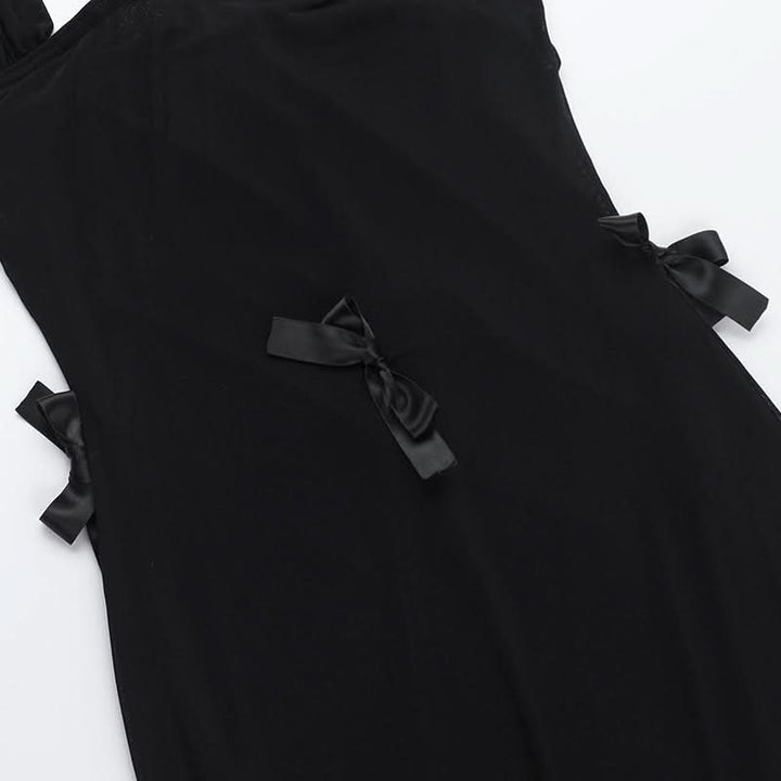 Bowknot hoodie square neck mesh 2-way maxi dress  | Festival Outfits Women