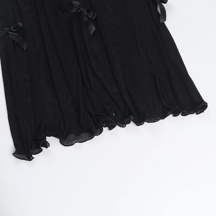 Bowknot hoodie square neck mesh 2-way maxi dress  | Festival Outfits Women