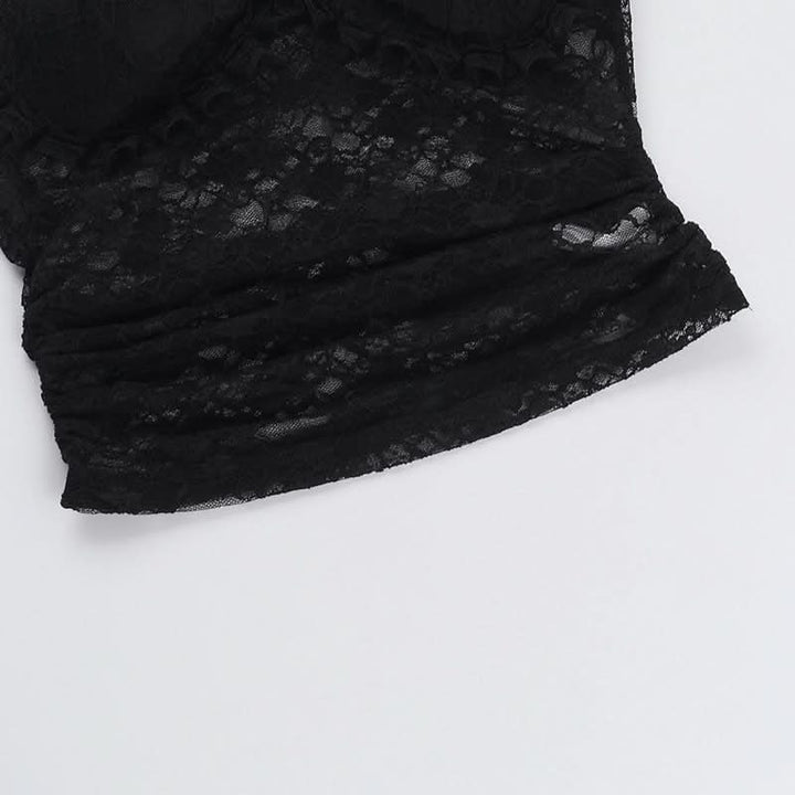 Bowknot lace v neck ruched cami top  | Festival Outfits Women