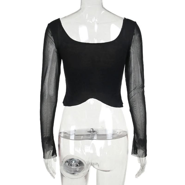 Long sleeve lace ruched self tie crop top  | Festival Outfits Women