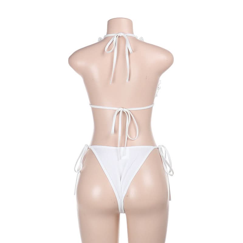 Ruffle self tie halter backless solid pant set  | Festival Outfits Women