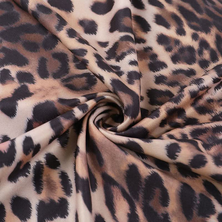 Leopard print self tie halter v neck maxi skirt set  | Festival Outfits Women