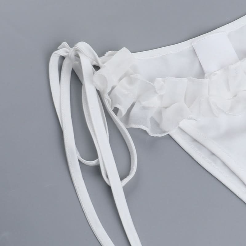 Ruffle self tie halter backless solid pant set  | Festival Outfits Women