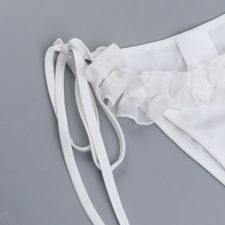 Ruffle self tie halter backless solid pant set  | Festival Outfits Women