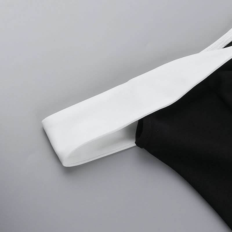 Off shoulder zip-up contrast tube mini dress  | Festival Outfits Women