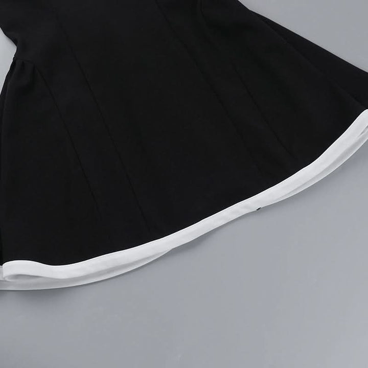 Off shoulder zip-up contrast tube mini dress  | Festival Outfits Women
