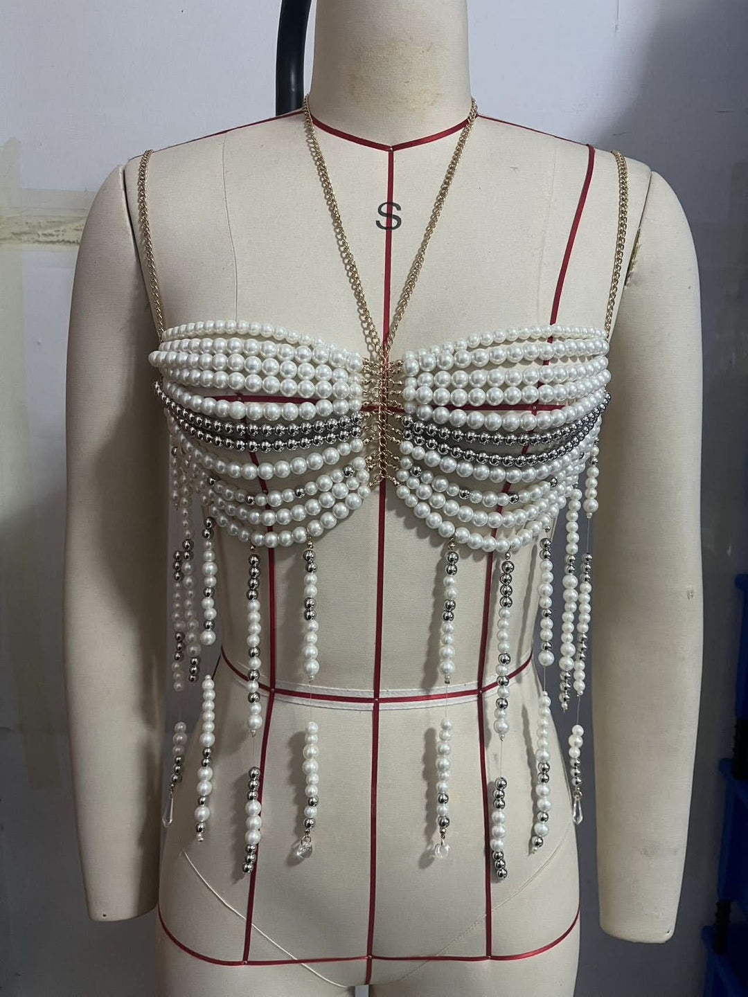 Halter metal chain beaded backless top  | Festival Outfits Women