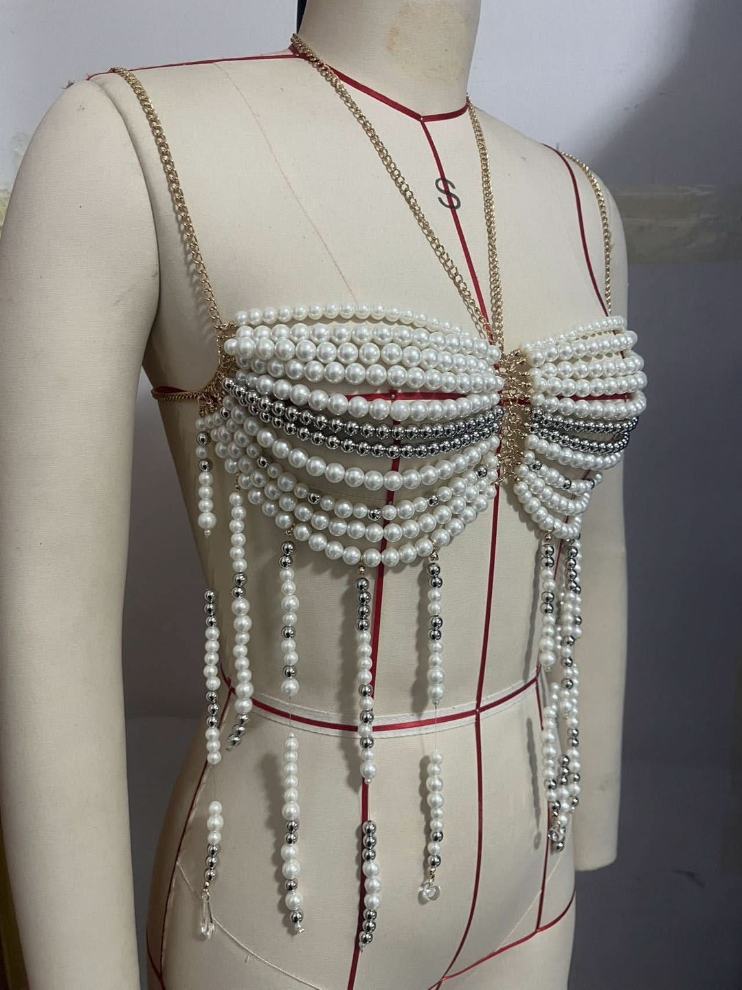 Halter metal chain beaded backless top  | Festival Outfits Women