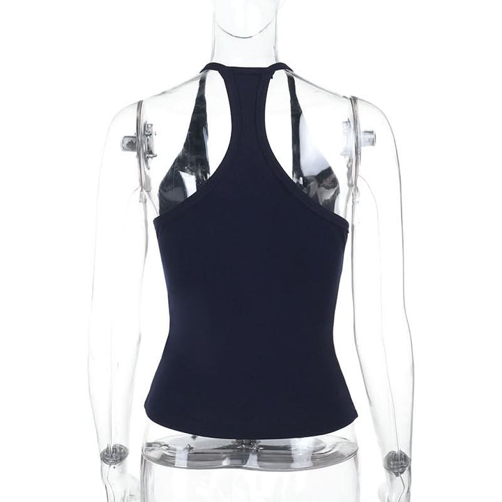 Hollow out v neck solid tank cut out top  | Festival Outfits Women
