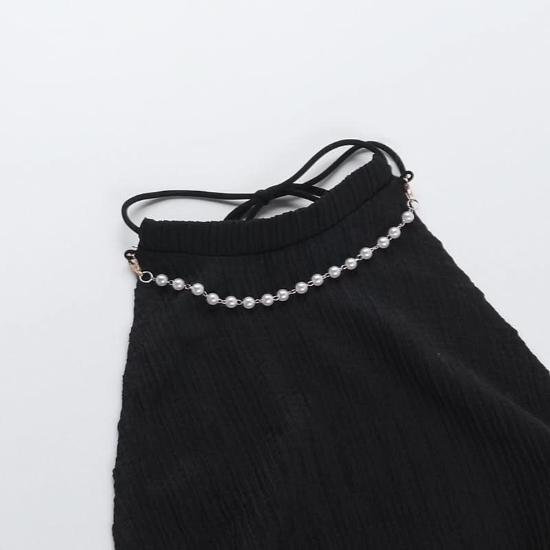 Beaded self tie halter ruffle mini skirt set  | Festival Outfits Women