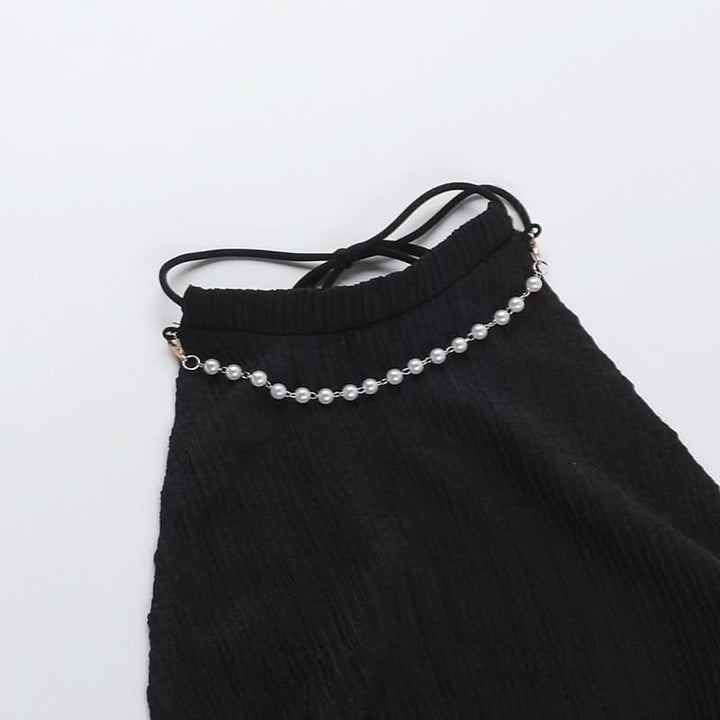 Beaded self tie halter ruffle mini skirt set  | Festival Outfits Women