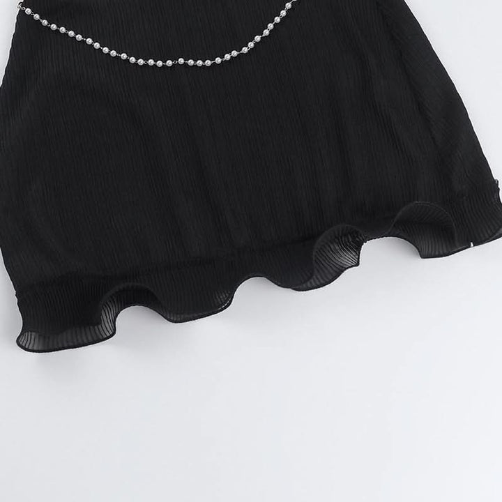 Beaded self tie halter ruffle mini skirt set  | Festival Outfits Women