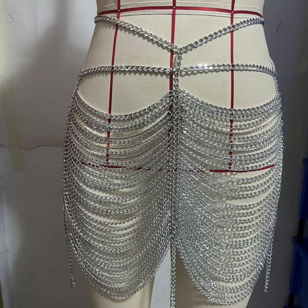 Silver metal chain hollow out waist chain  | Festival Outfits Women