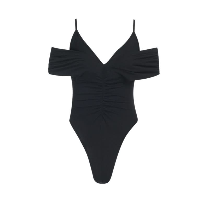 Ruched v neck hollow out cami bodysuit  | Festival Outfits Women-final-sale