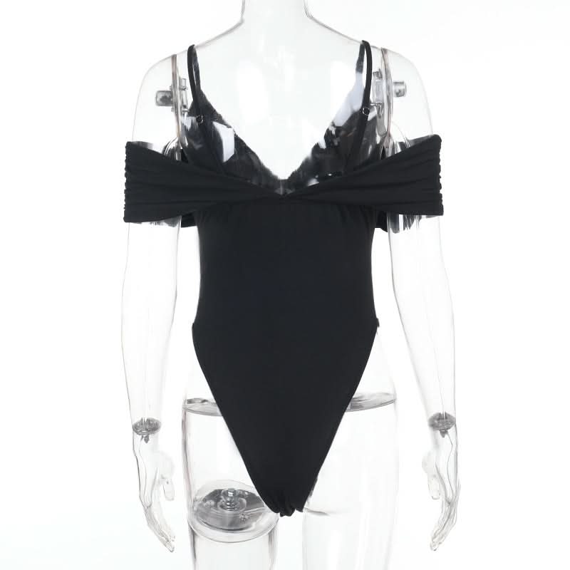Ruched v neck hollow out cami bodysuit  | Festival Outfits Women-final-sale