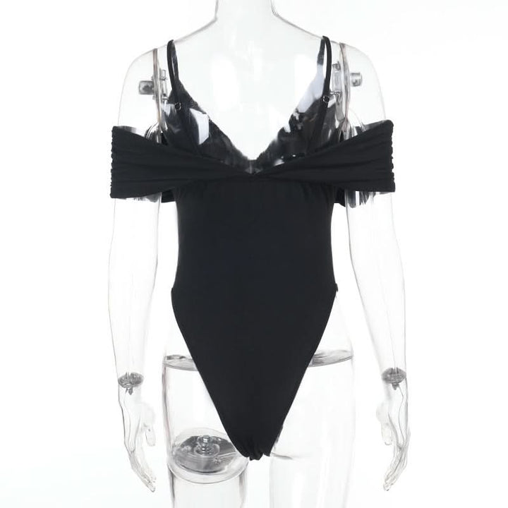 Ruched v neck hollow out cami bodysuit  | Festival Outfits Women-final-sale