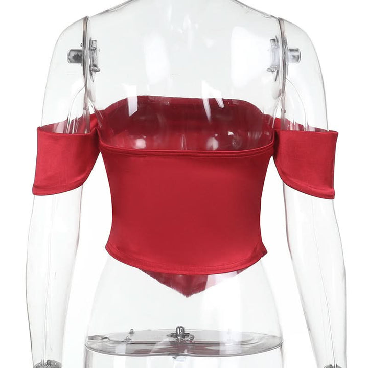 Off shoulder pleated satin corset tube top  | Festival Outfits Women