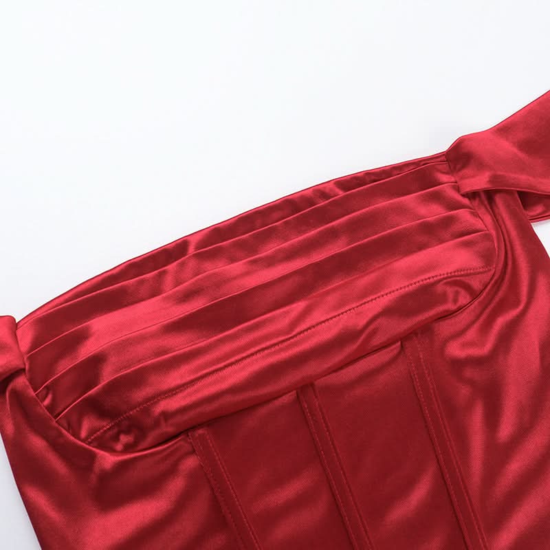 Off shoulder pleated satin corset tube top  | Festival Outfits Women