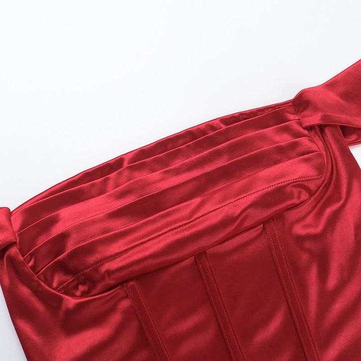 Off shoulder pleated satin corset tube top  | Festival Outfits Women