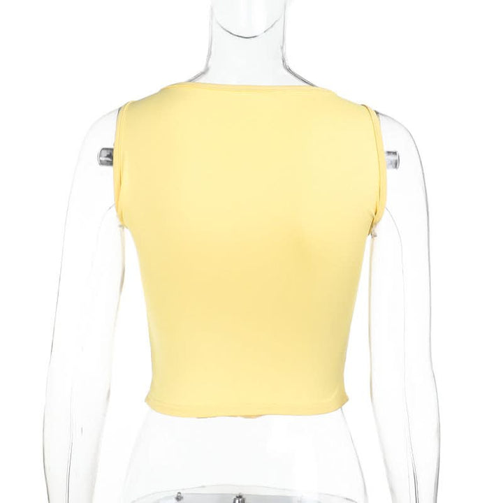 Ruffle v neck corset solid tank top  | Festival Outfits Women