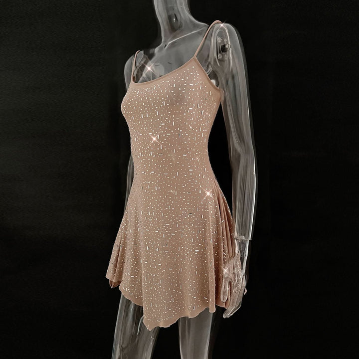 Beaded u neck backless cami mini dress  | Festival Outfits Women