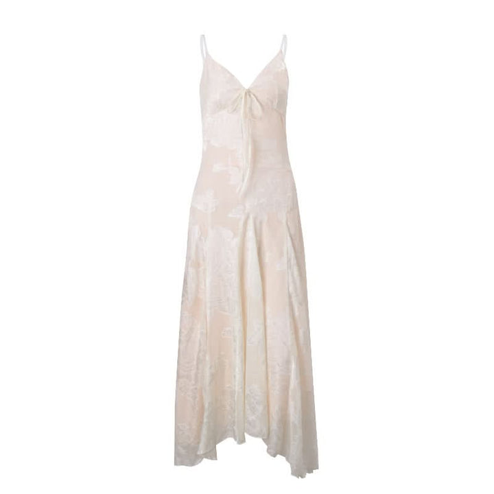 Zip-up v neck print backless cami maxi dress  | Festival Outfits Women