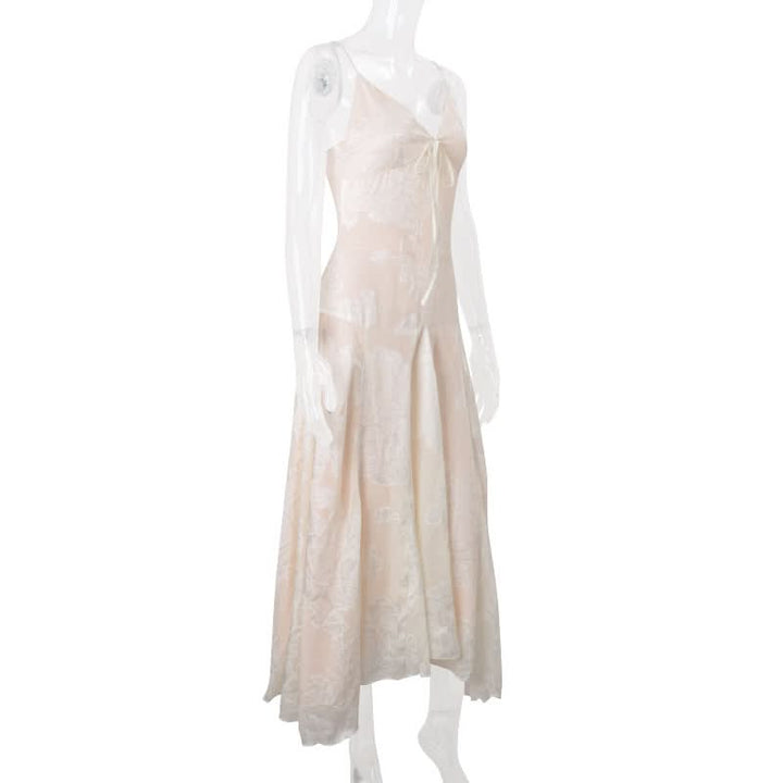 Zip-up v neck print backless cami maxi dress  | Festival Outfits Women