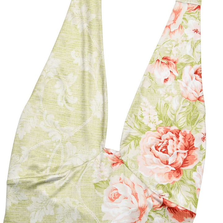 Slit ruffle flower print halter ruched mini dress  | Festival Outfits Women