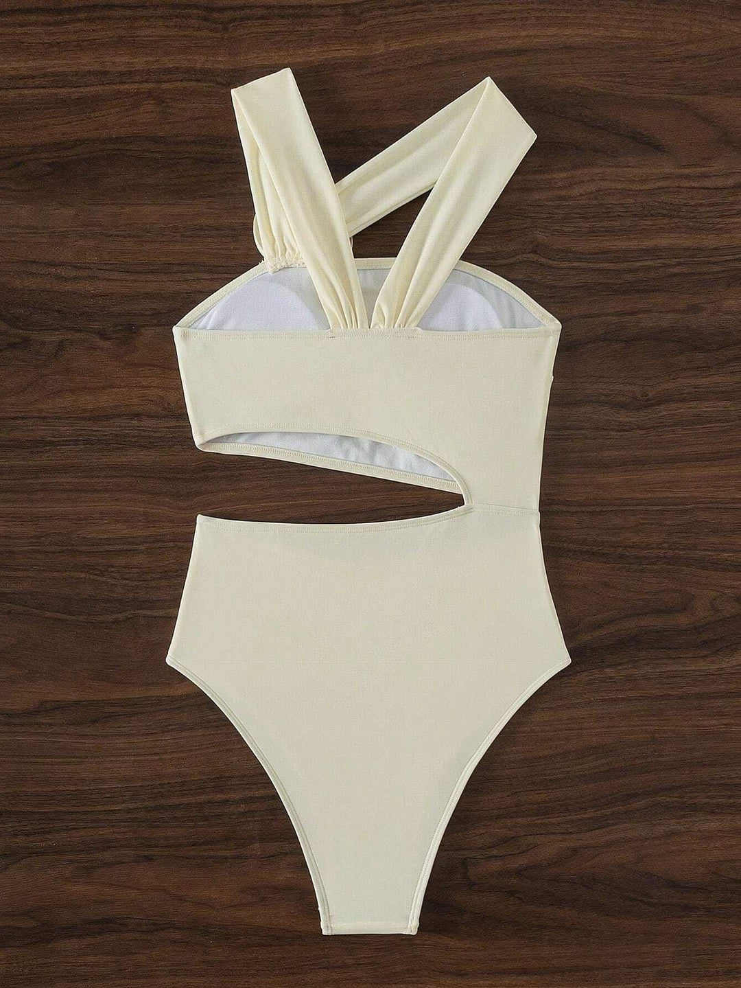 Irregular flower applique hollow out one piece swimwear