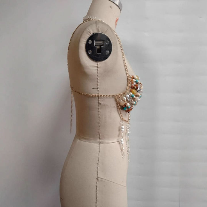 Halter metal chain beaded cami top  | Festival Outfits Women