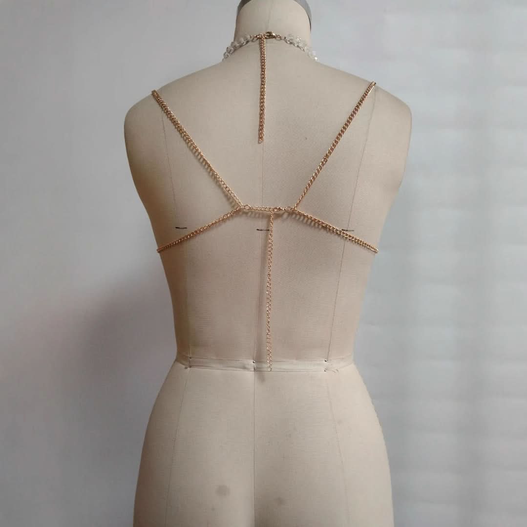 Halter metal chain beaded cami top  | Festival Outfits Women