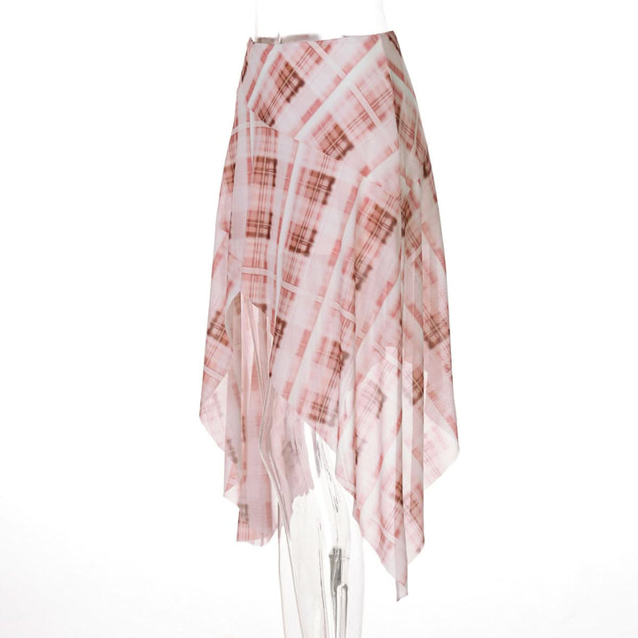 Plaid irregular ruffle midi skirt  | Festival Outfits Women