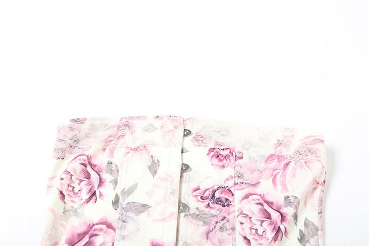 Flower print button tube top  | Festival Outfits Women