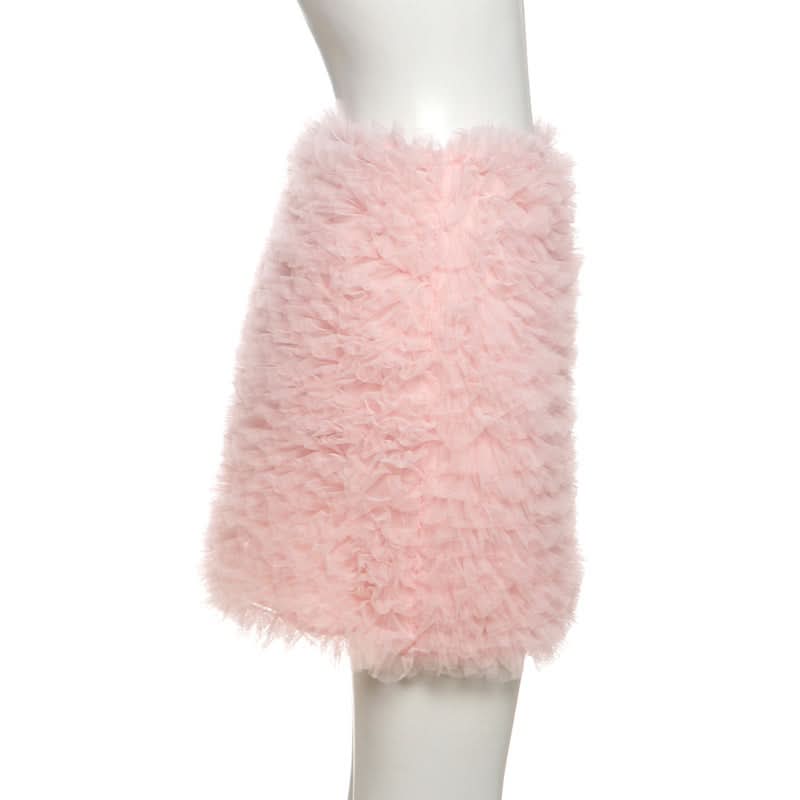 Fluffy ruffle zip-up mini skirt  | Festival Outfits Women