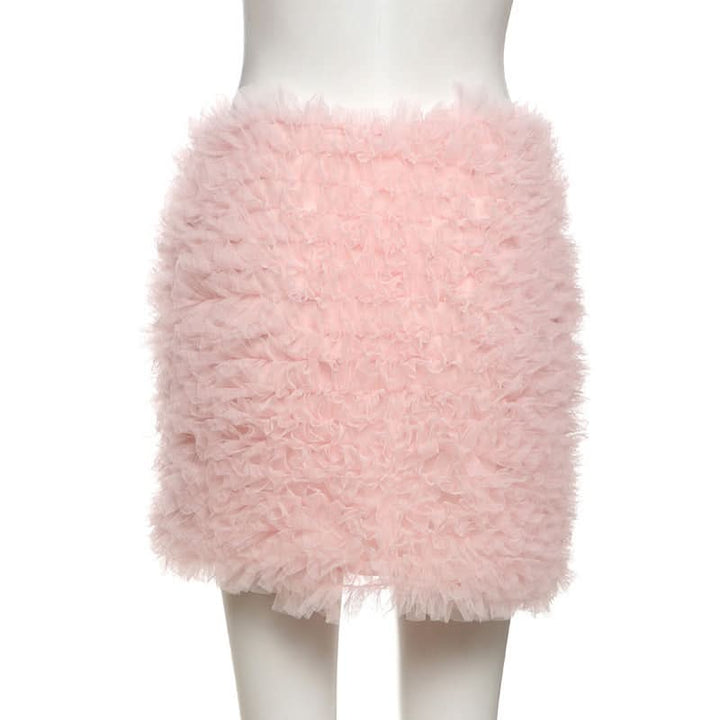 Fluffy ruffle zip-up mini skirt  | Festival Outfits Women