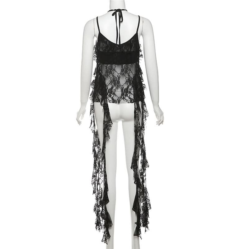 V neck lace ruffle 2 piece cami top  | Festival Outfits Women