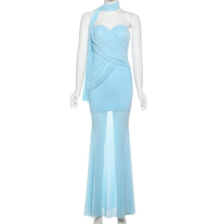 Sweetheart neck ruched maxi dress  | Festival Outfits Women
