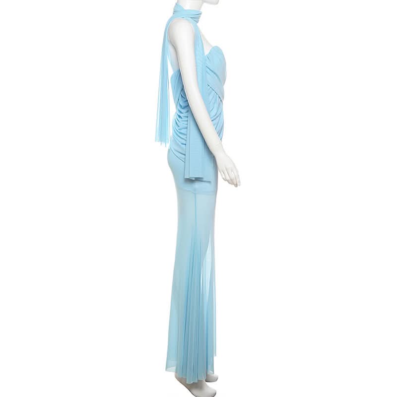 Sweetheart neck ruched maxi dress  | Festival Outfits Women