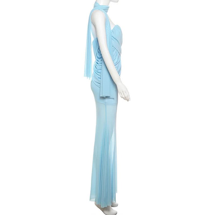 Sweetheart neck ruched maxi dress  | Festival Outfits Women