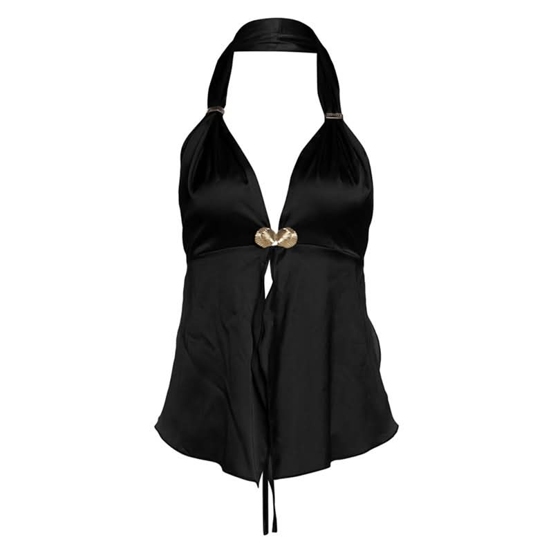 Halter shell applique backless top  | Festival Outfits Women-final-sale