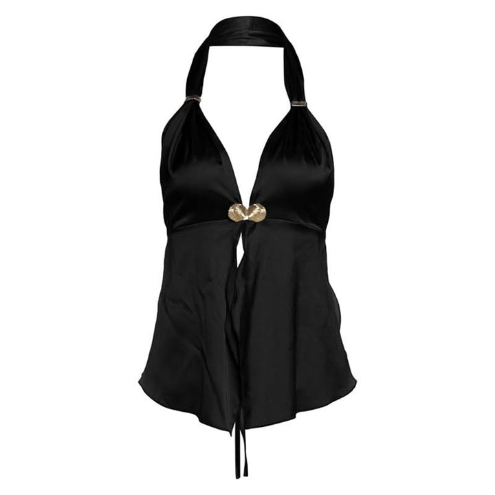 Halter shell applique backless top  | Festival Outfits Women-final-sale