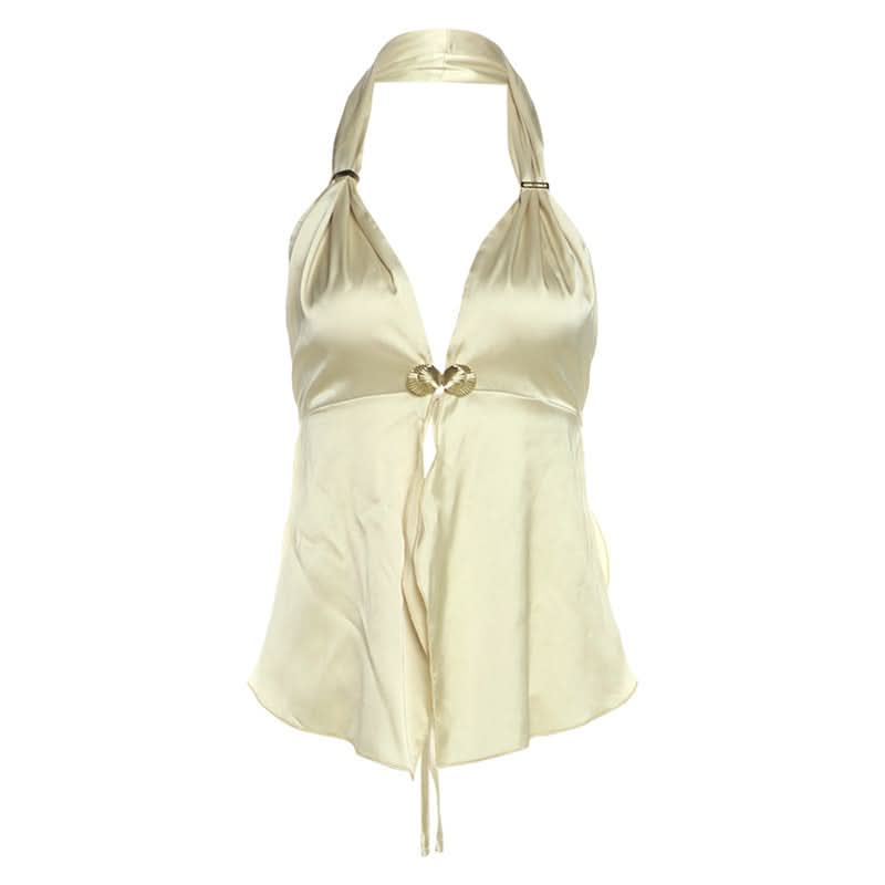 Halter shell applique backless top  | Festival Outfits Women-final-sale
