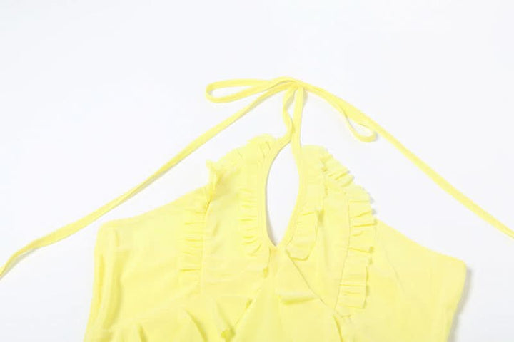 Halter ruffle mesh backless top  | Festival Outfits Women